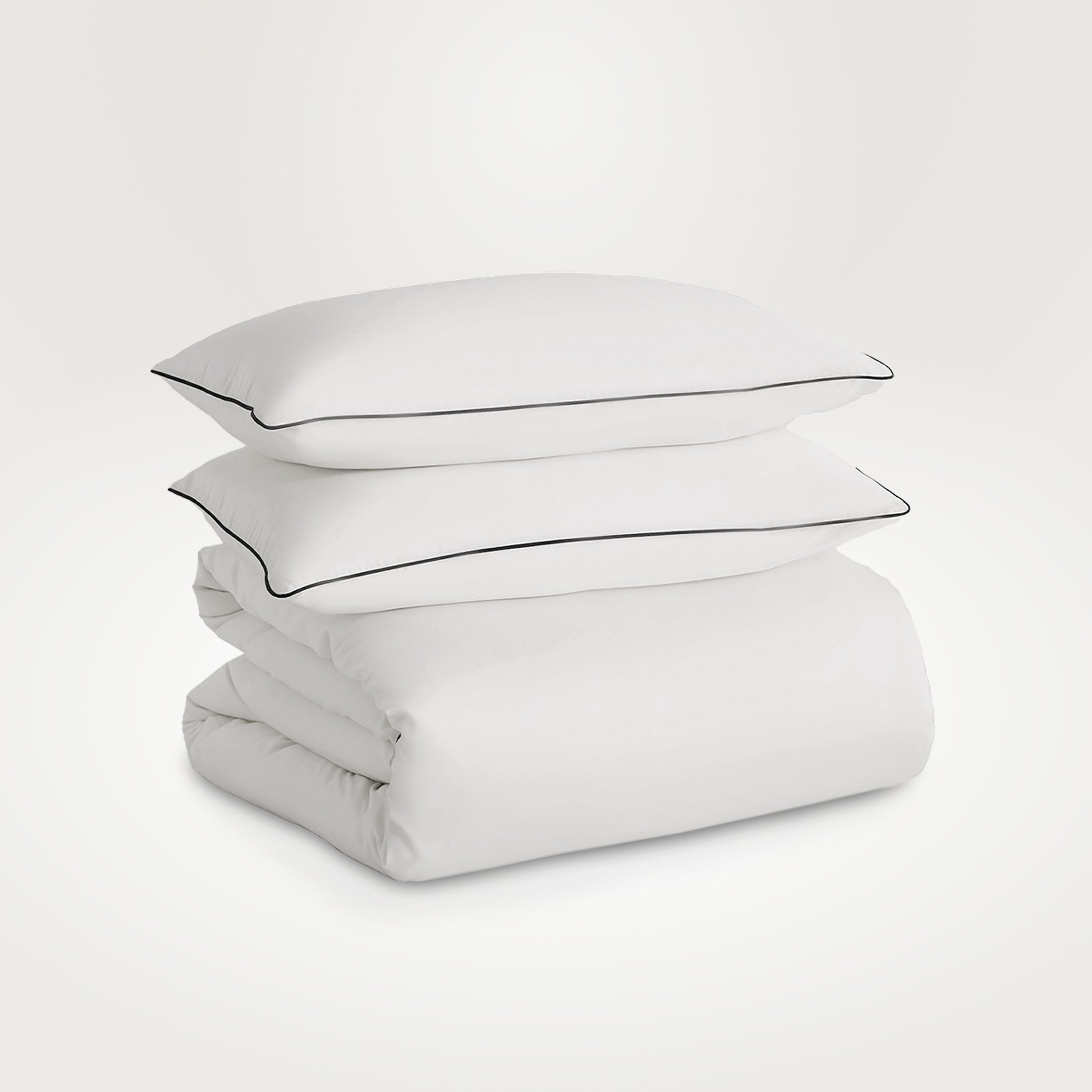 Snuggle & Stay Furless Duvet Set Classic White with Black Piping
